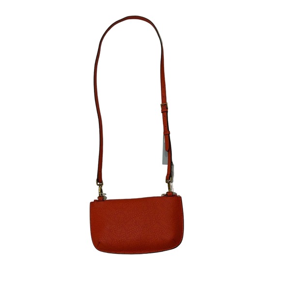 Antonio Melani genuine orange leather  woven embossed pouchette crossbody bag - Picture 4 of 4